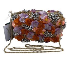 Beaded Floral Bling Hardshell Evening / Wedding/ Cocktail Party Crossbody Bag -